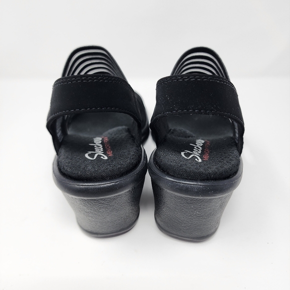 Sketchers Memory Foam Rumblers Sci-Fi Style Black Wedges - Picture 7 of 9